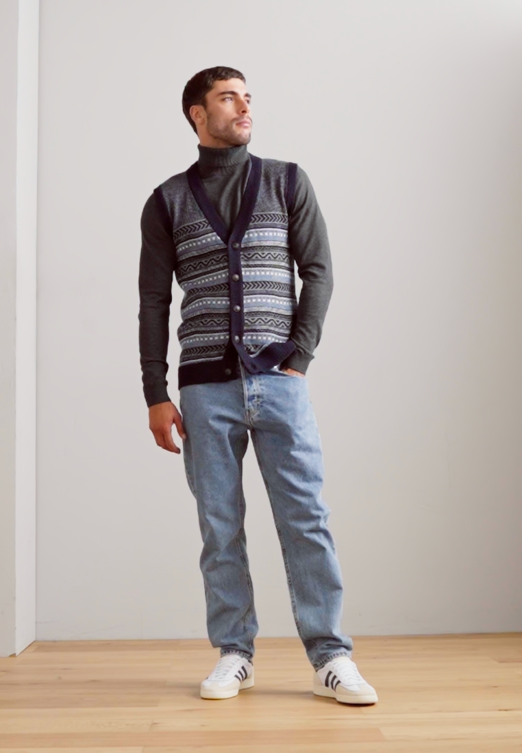 JACQUARD SLIPOVER BUTTON - Waistcoat
