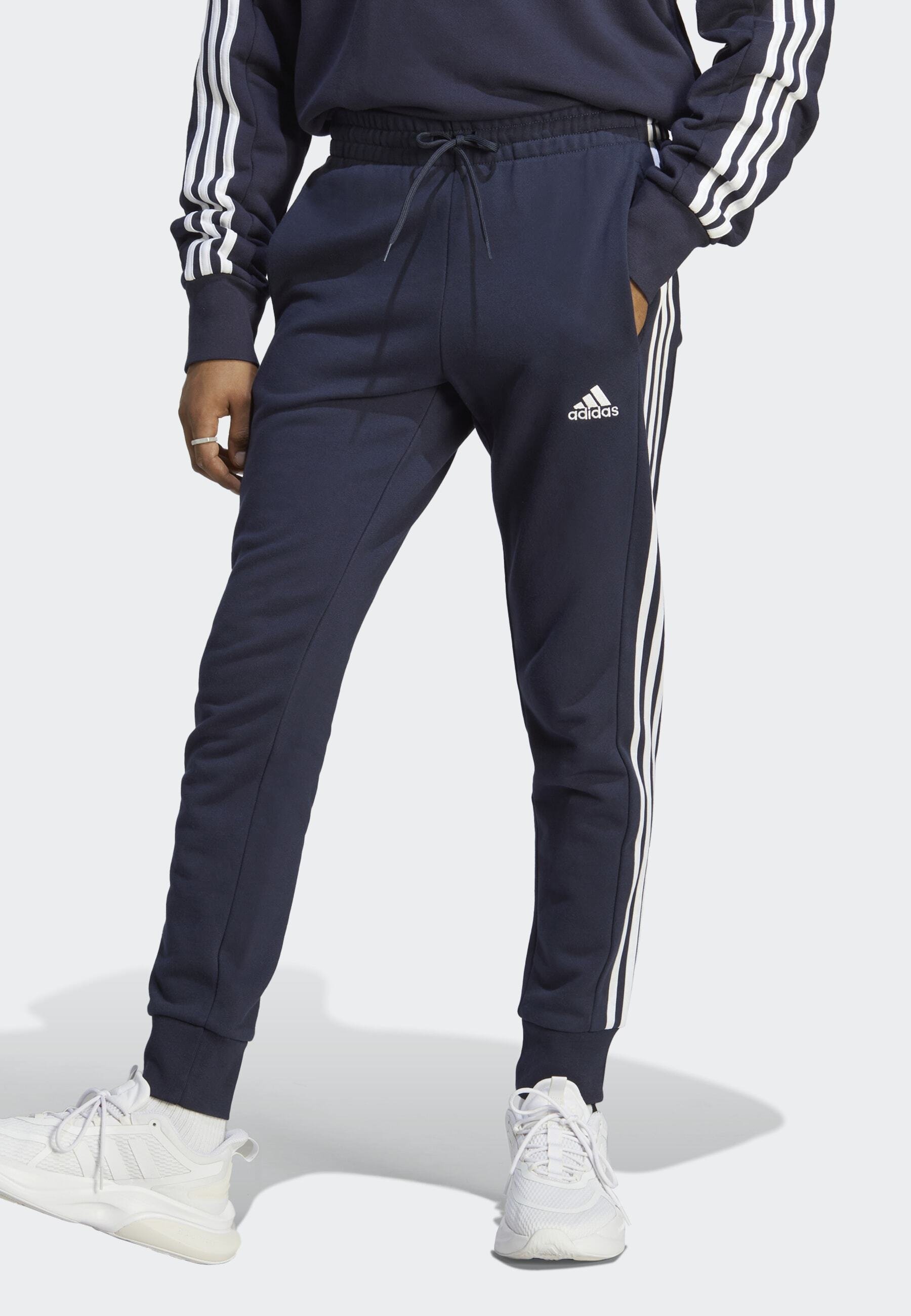 ESSENTIALS TAPERED CUFFED 3-STRIPES - Tracksuit bottoms