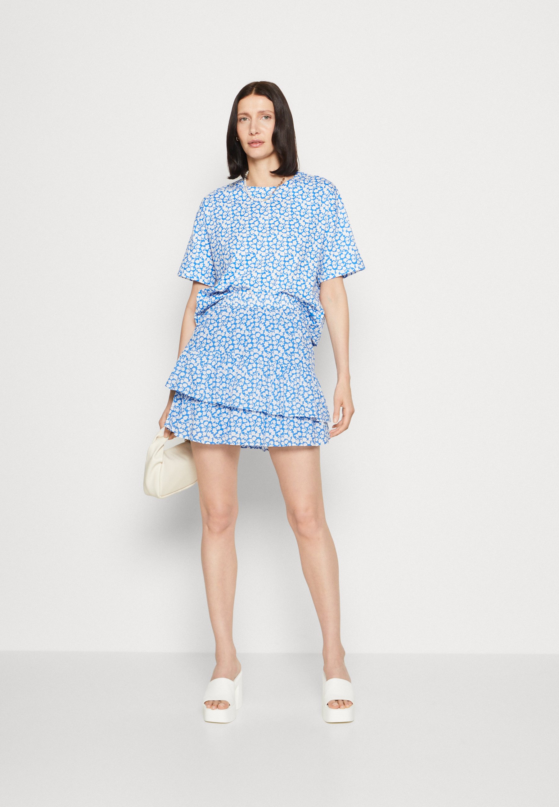 SKIRT ELASTIC WAIST GATHERING RUFFLE - Mini skirt