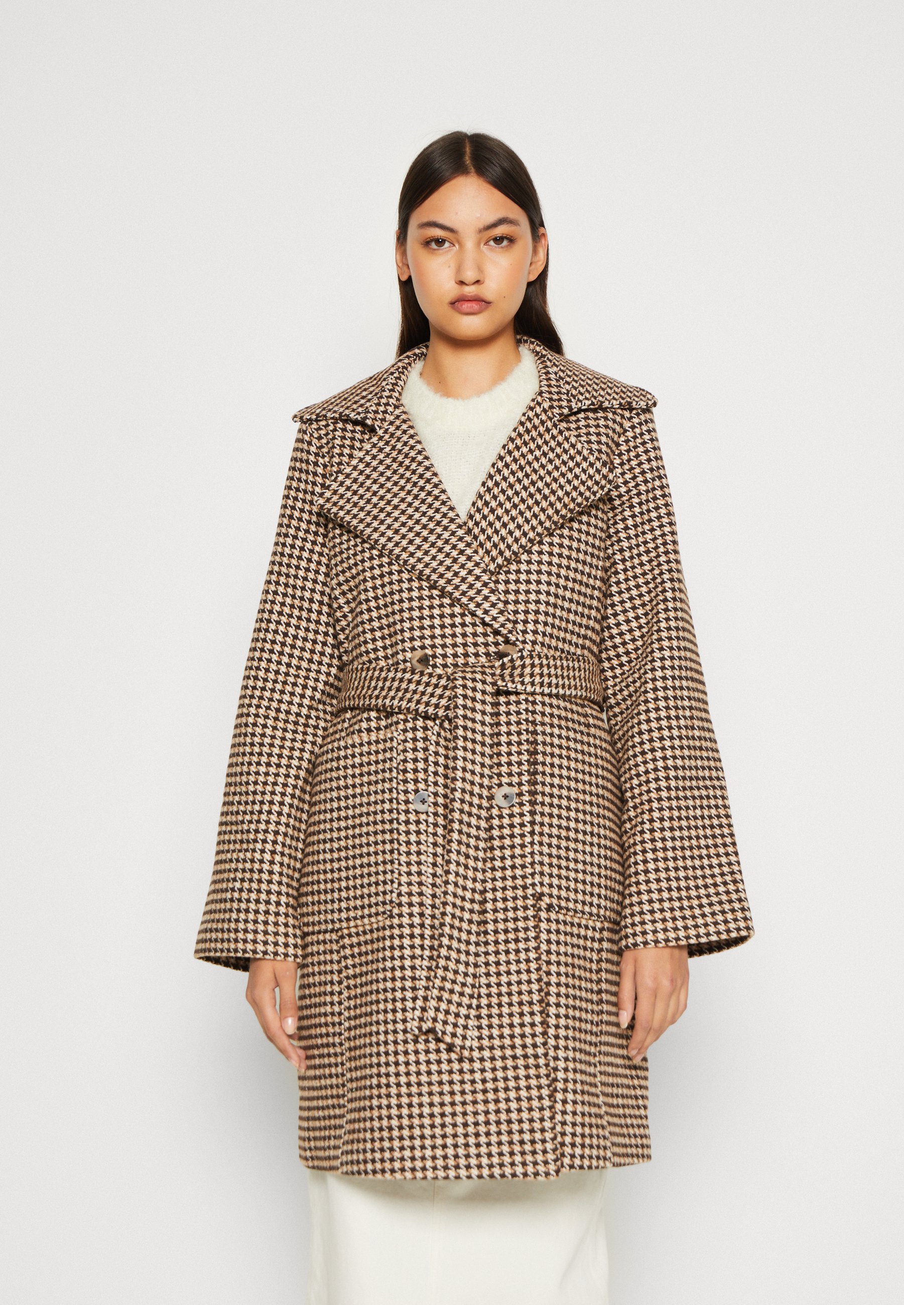 PCJOANNES CHECKED COAT BELT - Classic coat