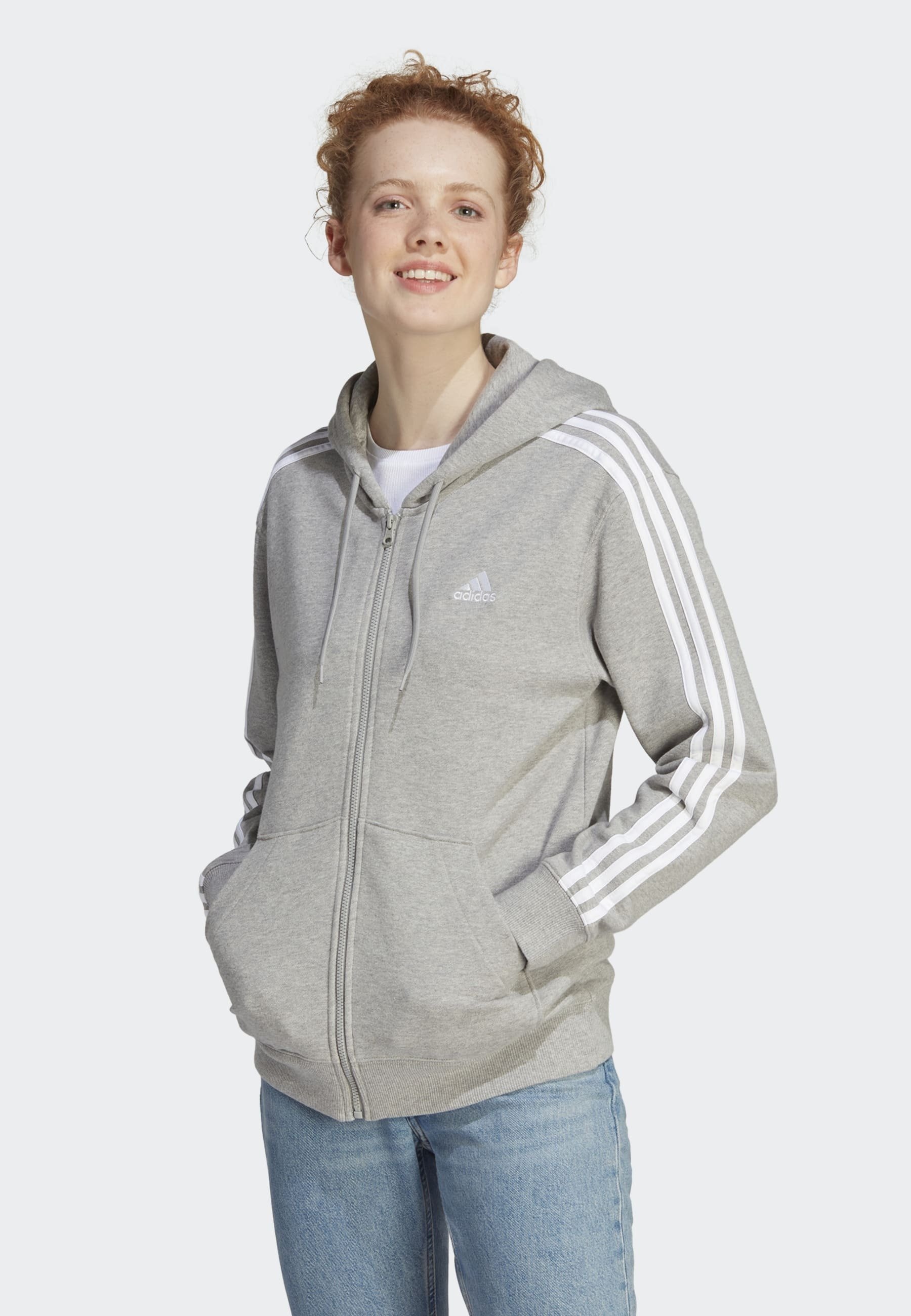 ESSENTIALS 3-STRIPES FULL-ZIP - Zip-up sweatshirt