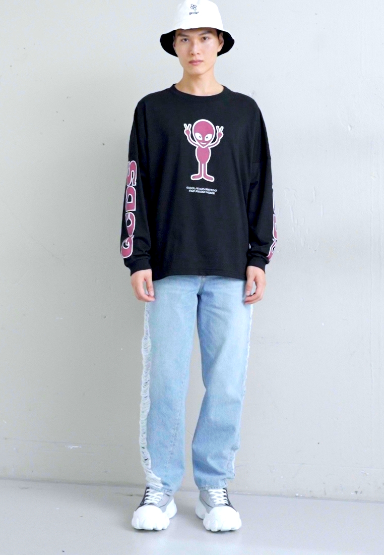 RIPPED WIDE LASER TROUSERS - Relaxed fit jeans