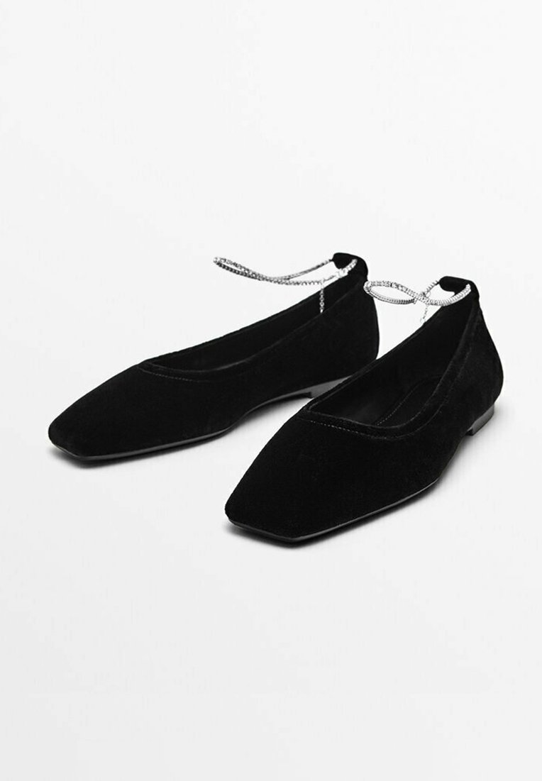 FLATS WITH RHINESTONE ANKLE STRAP - Ballet pumps