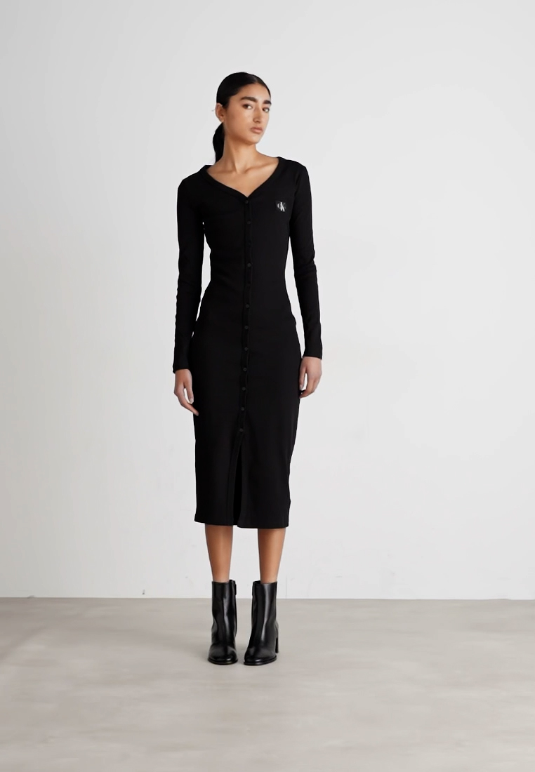 LABEL LONG SLEEVE DRESS - Jumper dress