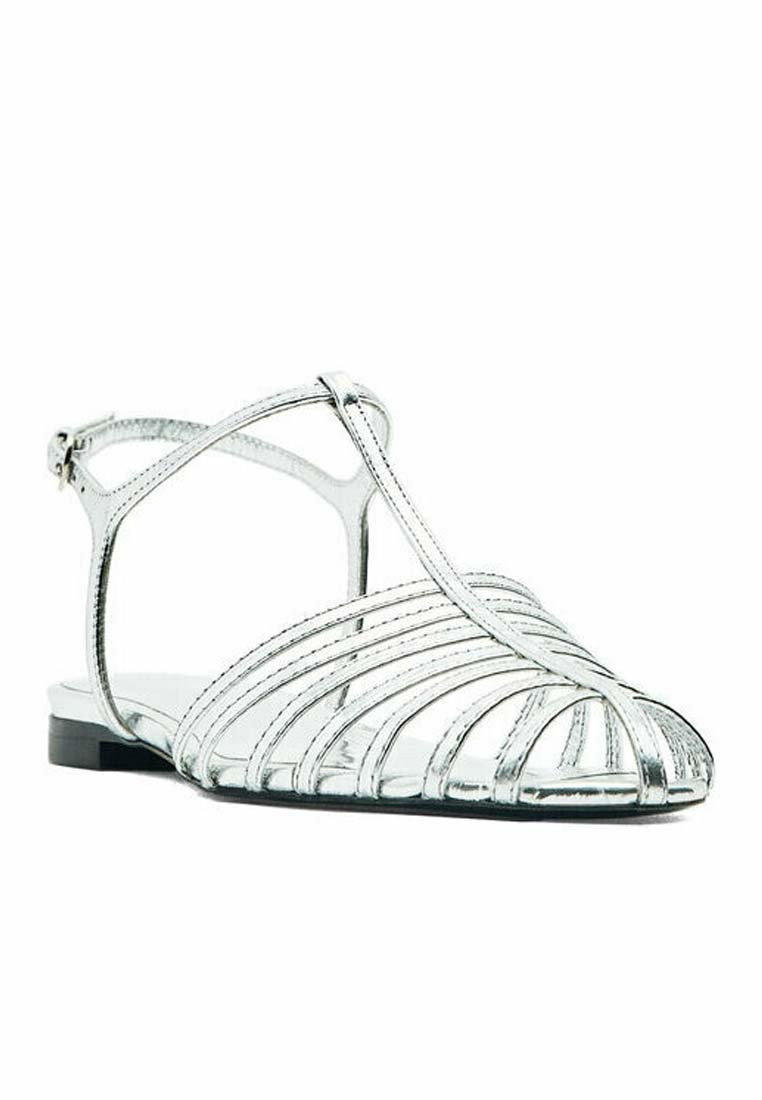 LAMINATED CAGE - STUDIO- Ankle strap ballet pumps
