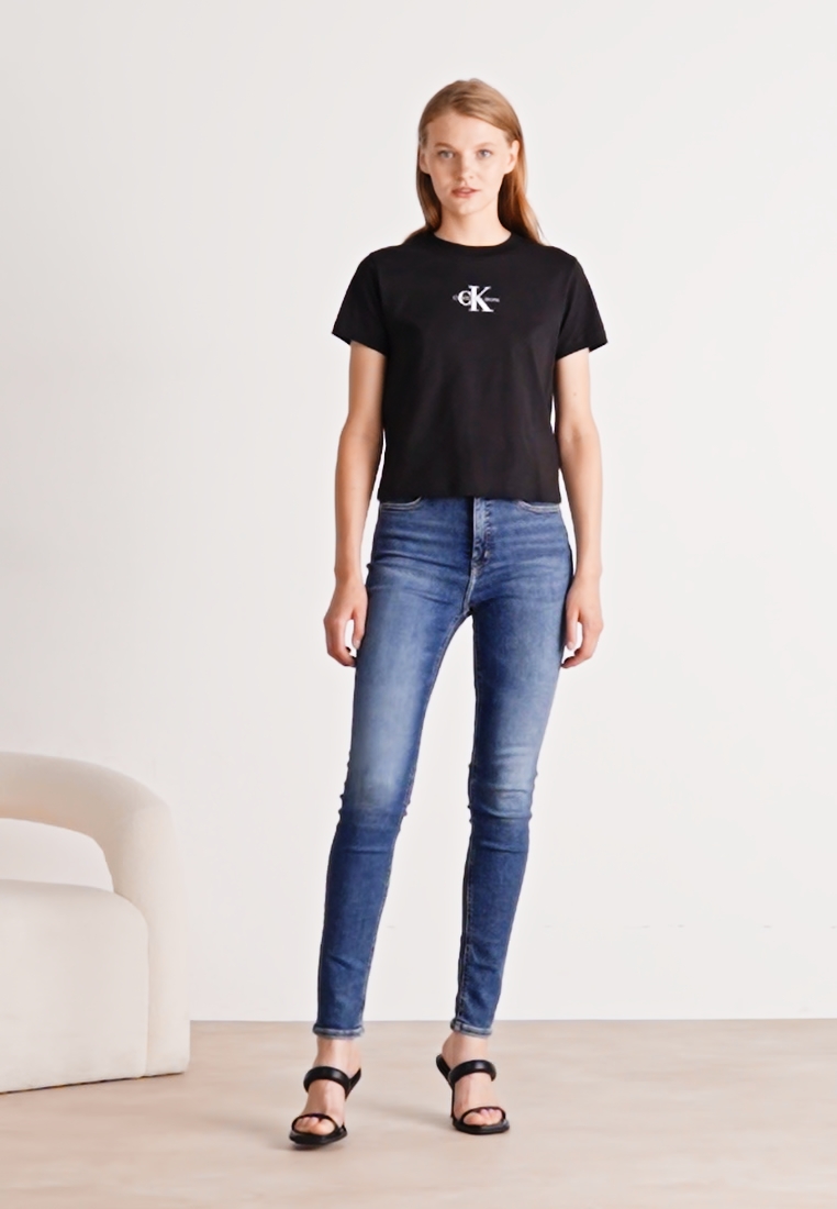 CLASSIC CROP TEE - Print T-shirt -black