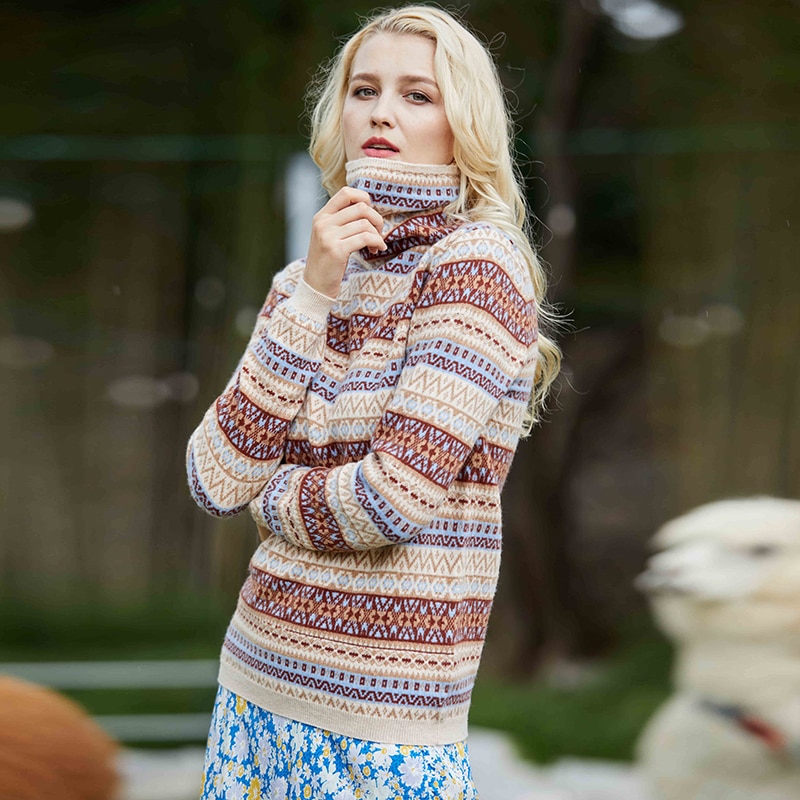 Women Sweater 100% Merino Wool Turtleneck Pullover Women Winter Knitted Sweater Jumpers Autumn Vintage Sweater Knit Top