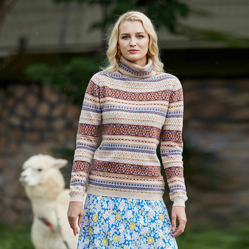 Women Sweater 100% Merino Wool Turtleneck Pullover Women Winter Knitted Sweater Jumpers Autumn Vintage Sweater Knit Top