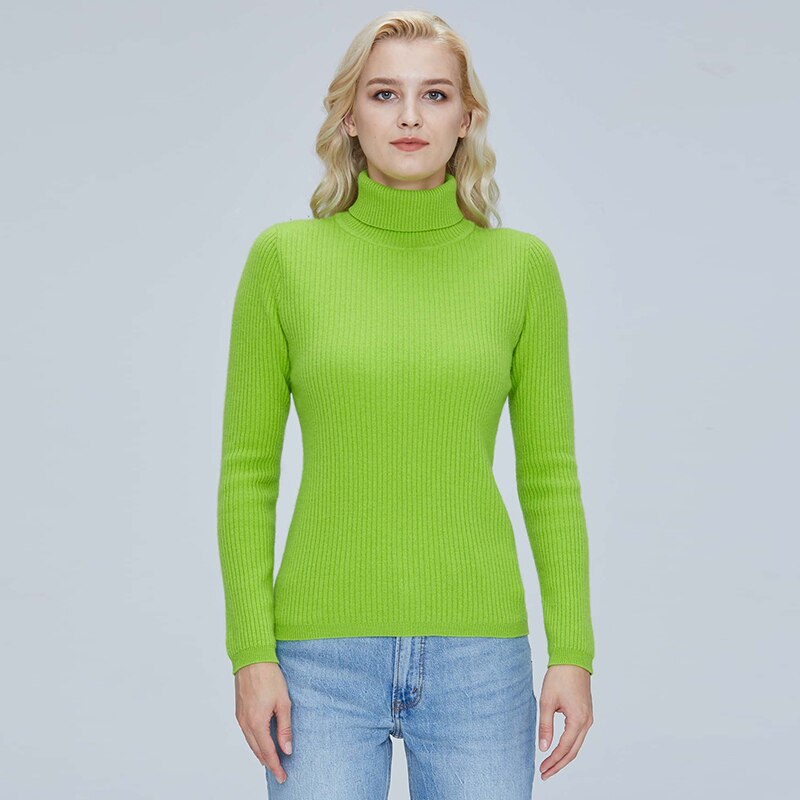 2021 Women Sweater Turtleneck 100% Merino Wool Autumn knitted Pullover Jumper Winter Warm Cashmere Sweaters Long Sleeve