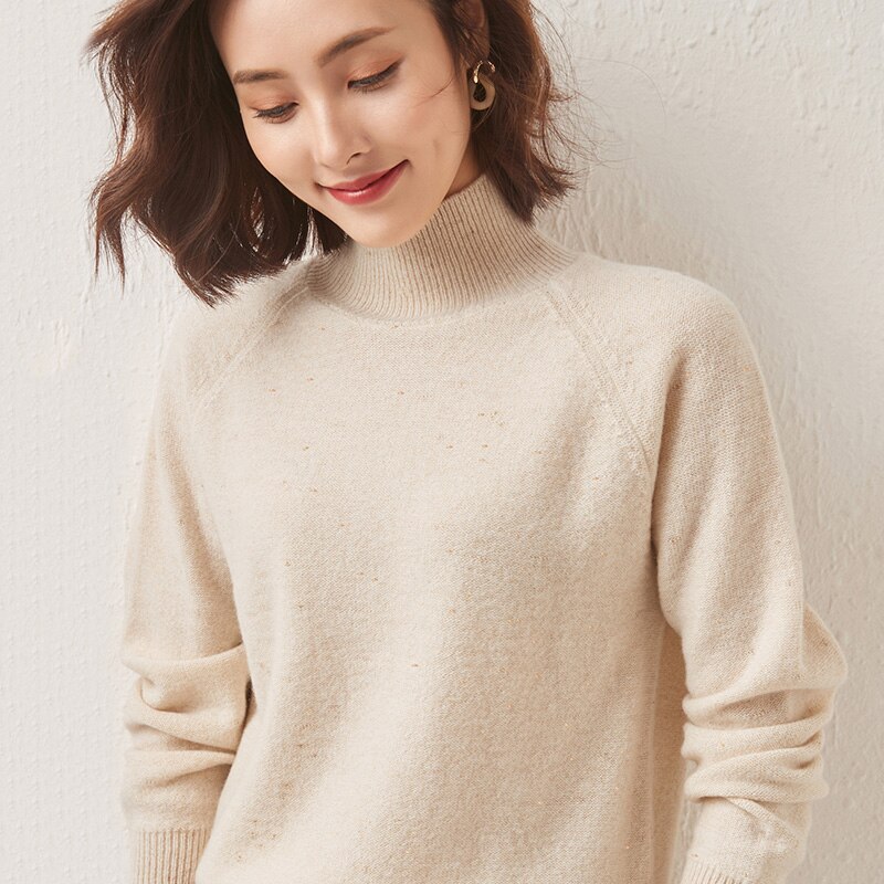 Merino Wool Women Turtleneck Sweater Winter Knitted Sweater Jumpers Female Pullover Cashmere Knit Top Korean Style