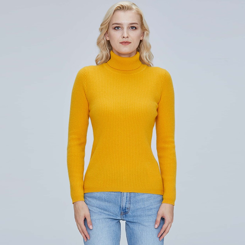 2021 Women Sweater Turtleneck 100% Merino Wool Autumn knitted Pullover Jumper Winter Warm Cashmere Sweaters Long Sleeve