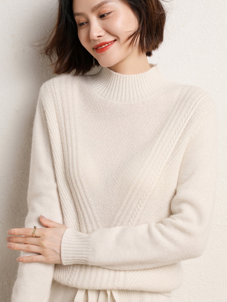 Cashmere Sweater Women Knitted Sweater 100% Merino Wool Turtleneck Long Sleeve Pullover Autumn Winter Clothing Jumper Top Female