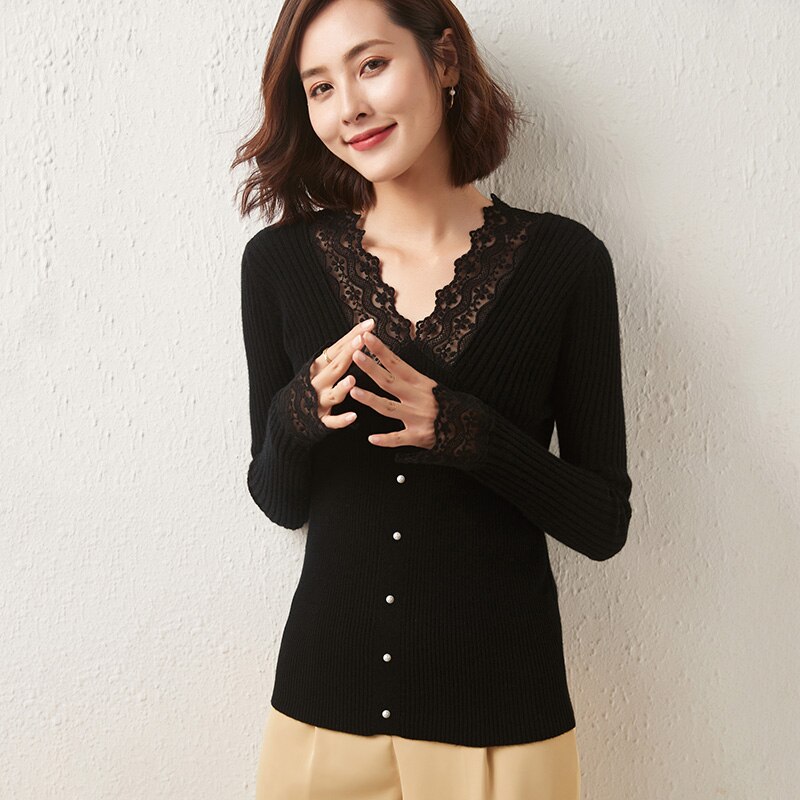 Women Sweater 100% Merino Wool Sexy Pullovers Winter Wool Knitted Sweater Jumpers Autumn Woman Slim Sweaters Knit Top