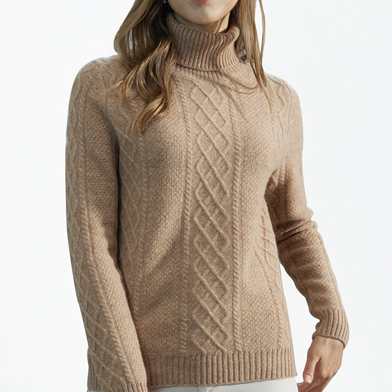 Knit Sweater Winter Clothes Women 100% Merino Wool Knitwears Cashmere Turtleneck Winter Autumn Warm Pullovers Woolen Jumper Tops