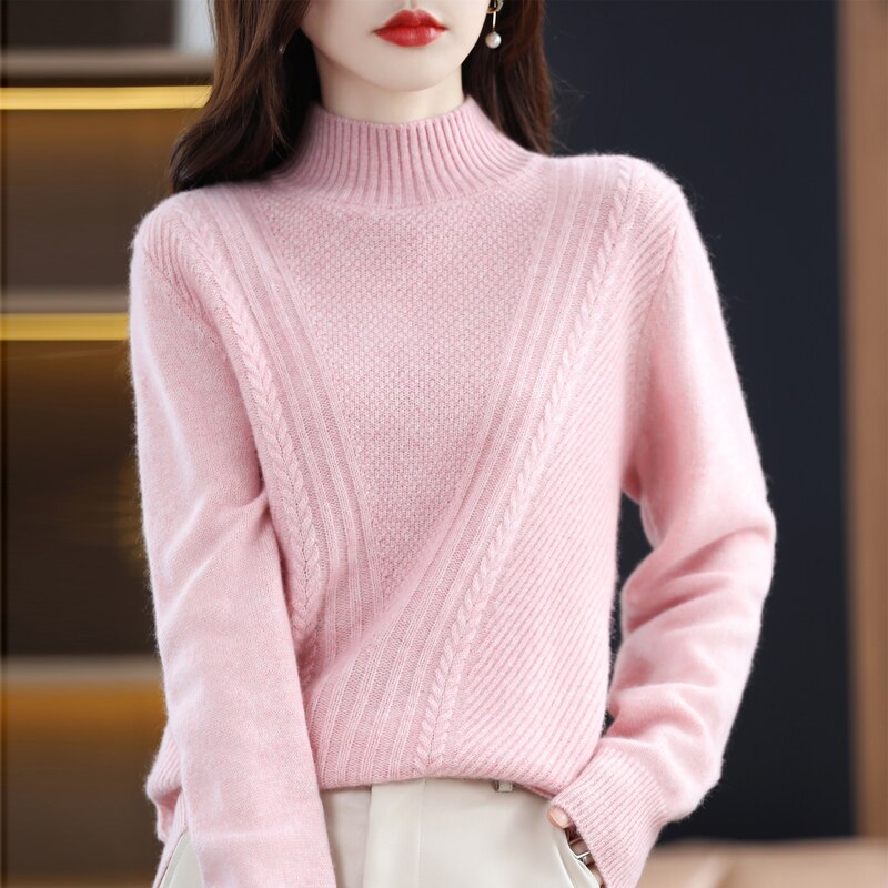 Cashmere Sweater Women Knitted Sweater 100% Merino Wool Turtleneck Long Sleeve Pullover Autumn Winter Clothing Jumper Top Female