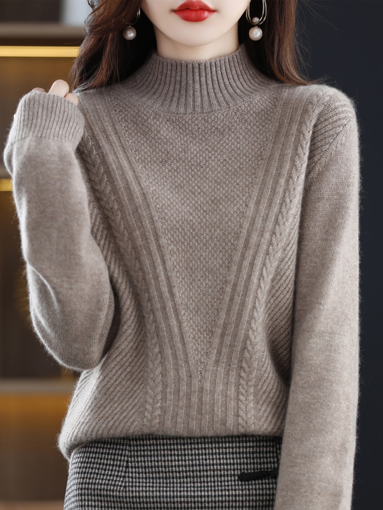Cashmere Sweater Women Knitted Sweater 100% Merino Wool Turtleneck Long Sleeve Pullover Autumn Winter Clothing Jumper Top Female
