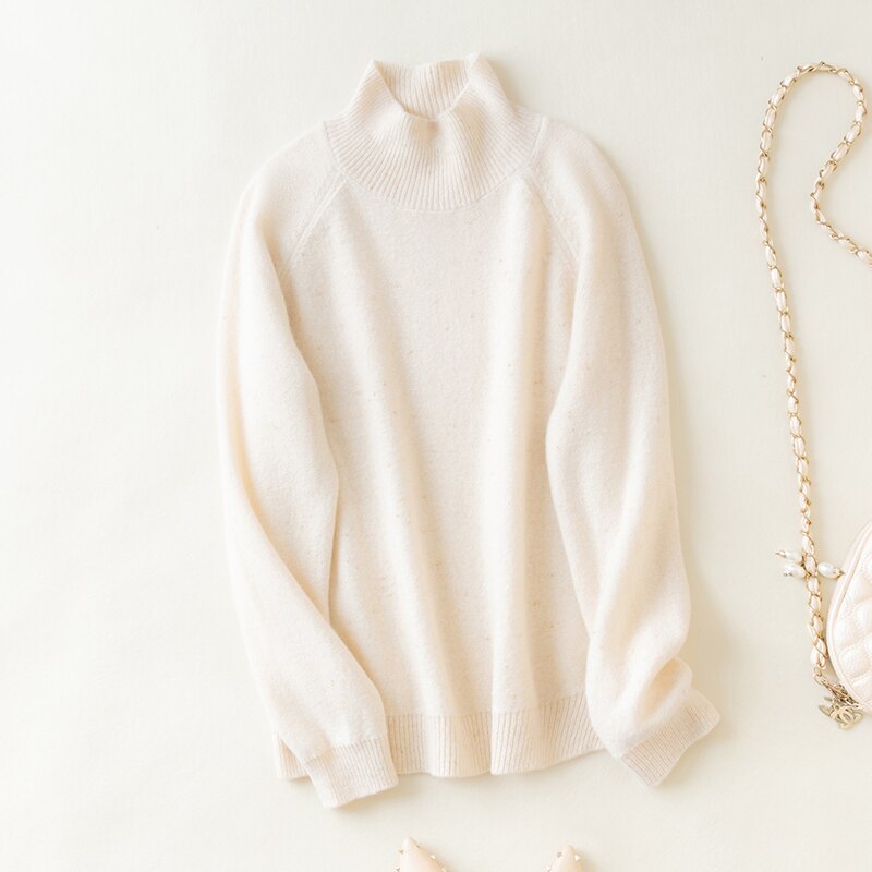 Merino Wool Women Turtleneck Sweater Winter Knitted Sweater Jumpers Female Pullover Cashmere Knit Top Korean Style