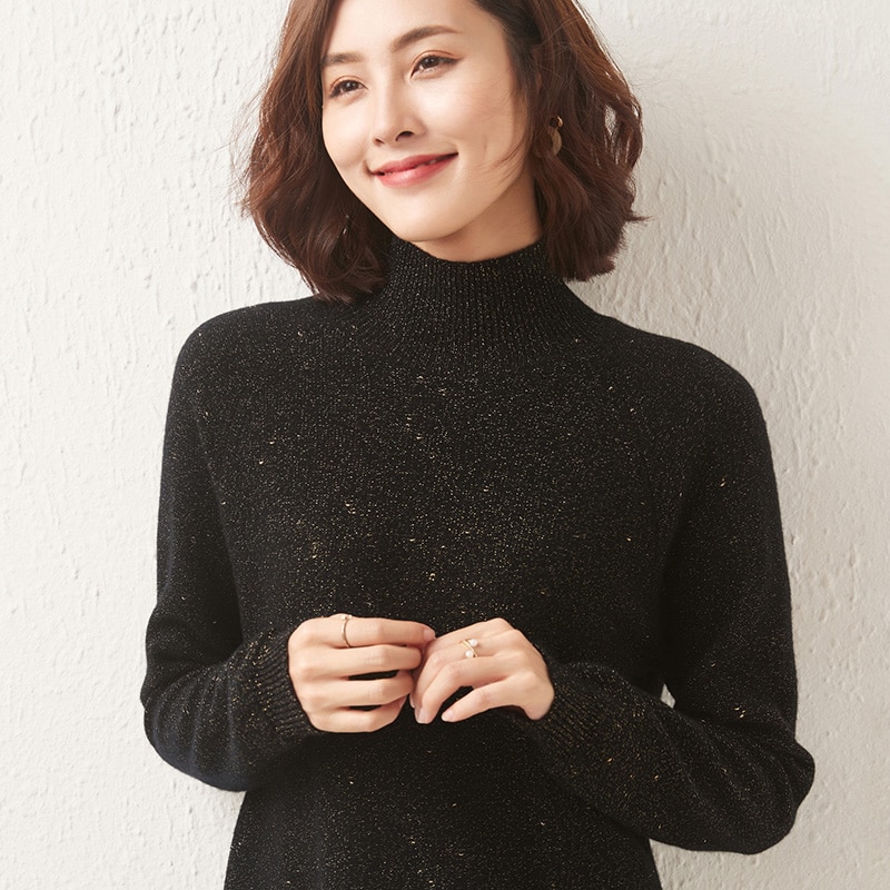 Merino Wool Women Turtleneck Sweater Winter Knitted Sweater Jumpers Female Pullover Cashmere Knit Top Korean Style