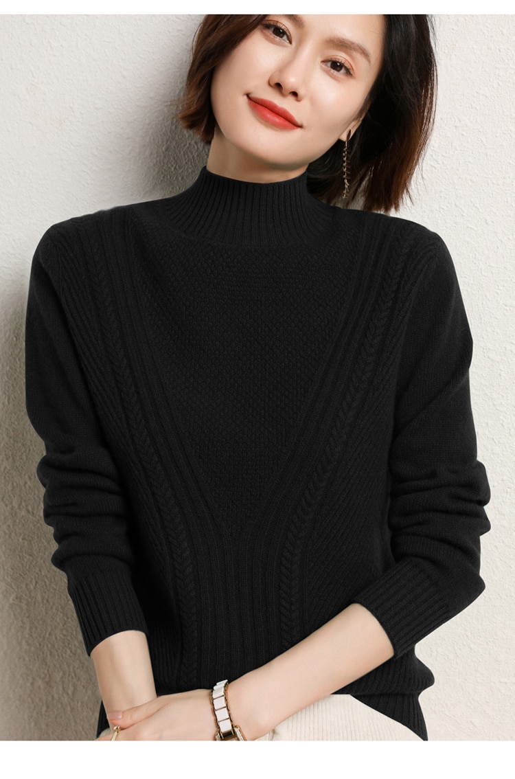 Cashmere Sweater Women Knitted Sweater 100% Merino Wool Turtleneck Long Sleeve Pullover Autumn Winter Clothing Jumper Top Female