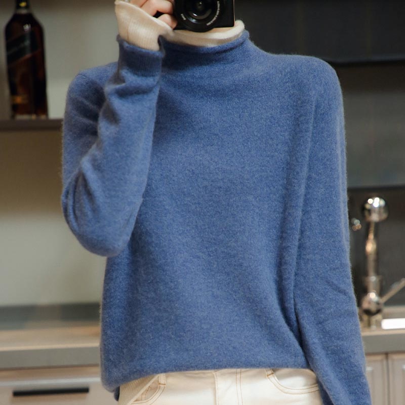 Women Sweater 100% Merino Wool Pullover Knit Top Long Sleeve Autumn Winter Warm Knitted Sweater Women's Jumper Jerseys