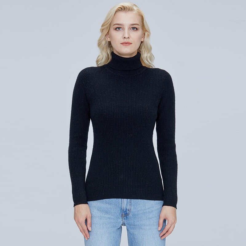 2021 Women Sweater Turtleneck 100% Merino Wool Autumn knitted Pullover Jumper Winter Warm Cashmere Sweaters Long Sleeve
