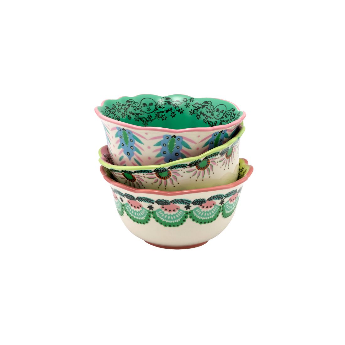 Celestial Set of 3 Scallop Dip Bowls