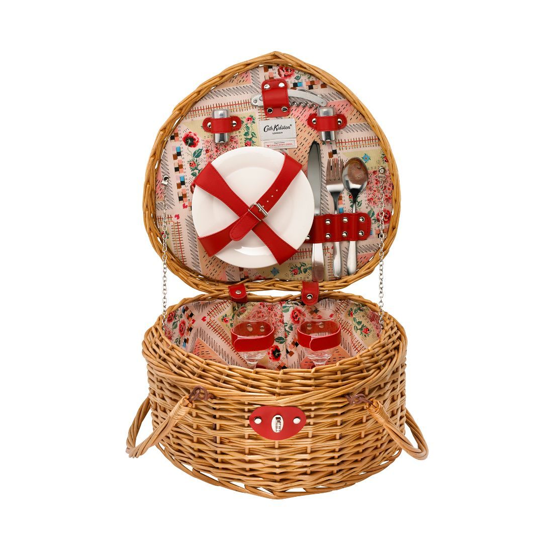 Patchwork Heart Picnic Basket for Two