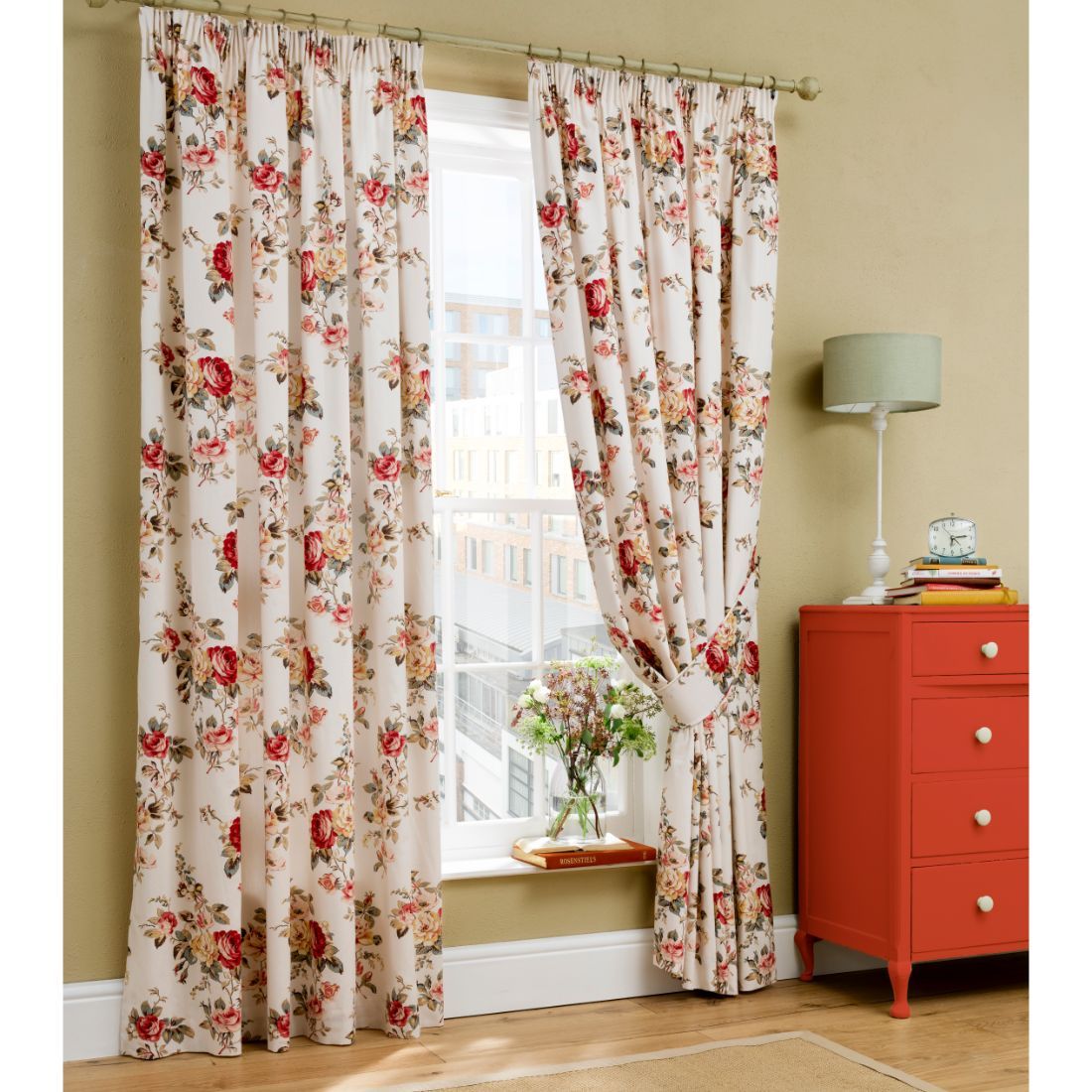 Garden Rose Lined Curtains - 168cm x 229cm