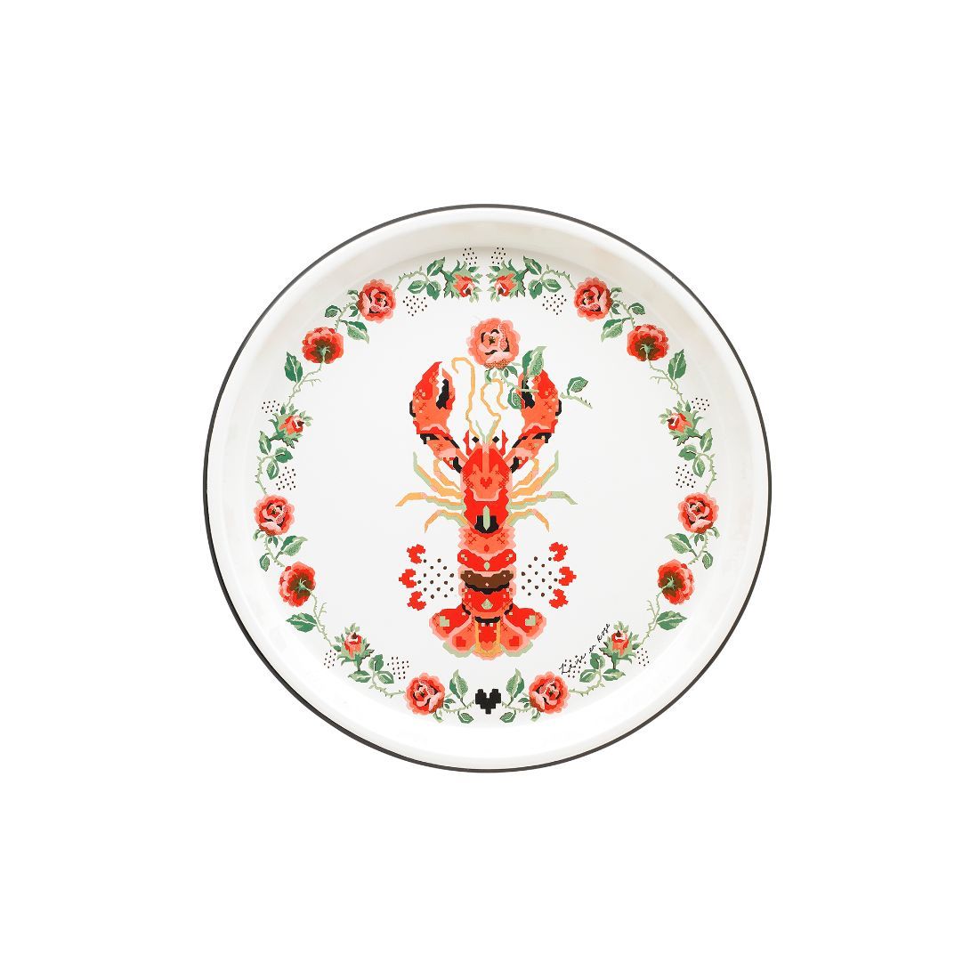 Lobster & Rose Enamel Tray