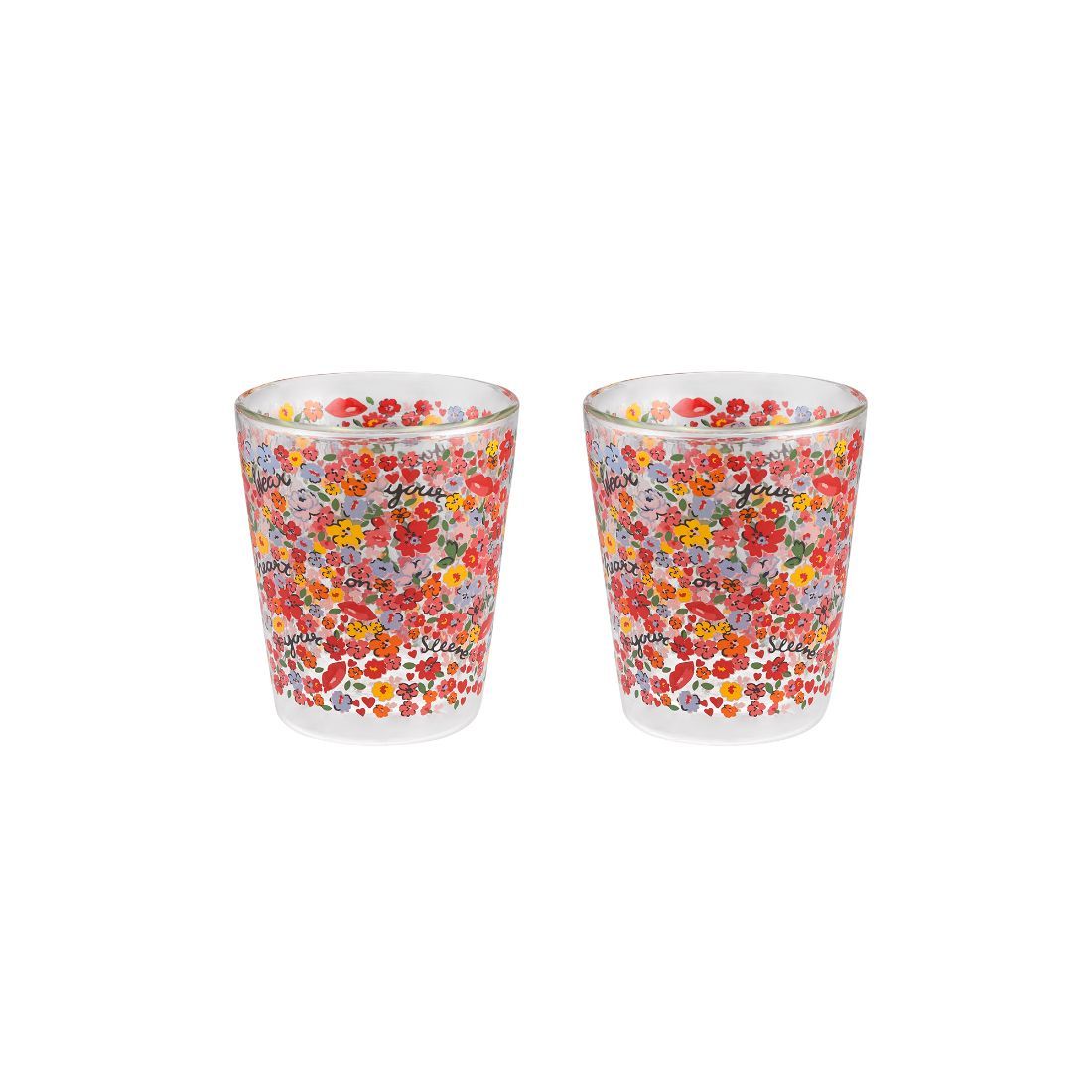 Lots of Love Ditsy Set of 2 Double Wall Glasses