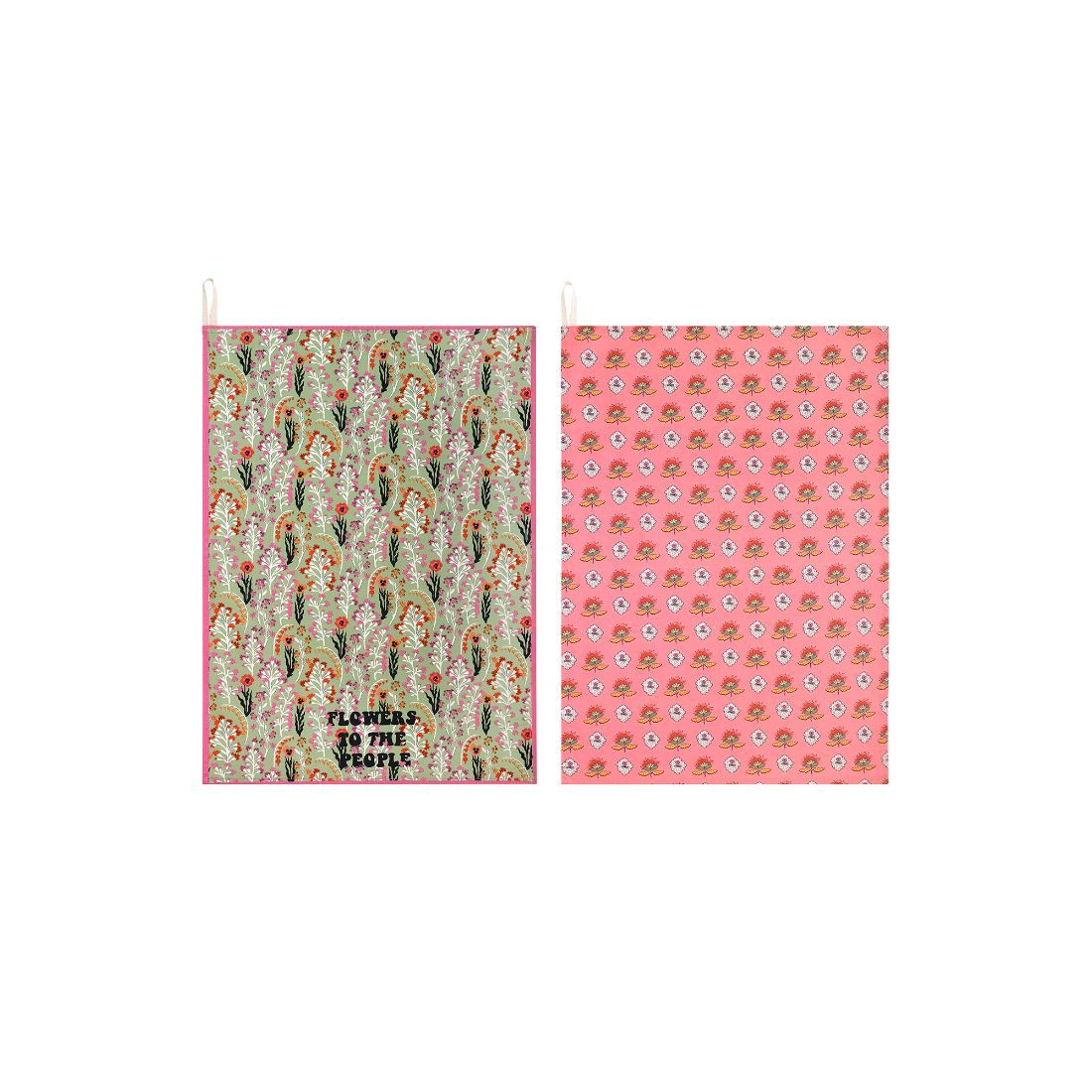 Paper Pansies Set of 2 Tea Towels