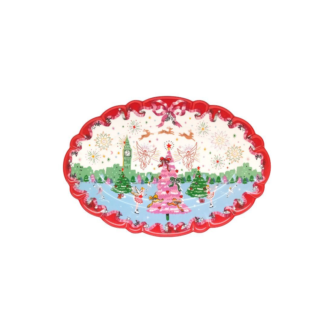 Christmas Oval Scallop Serving Platter