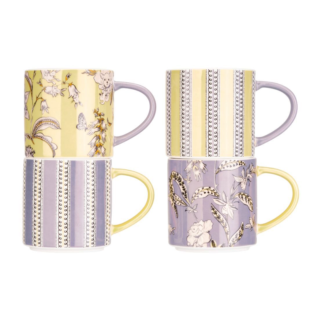 London Wisteria Set of 4 Stacking Mugs