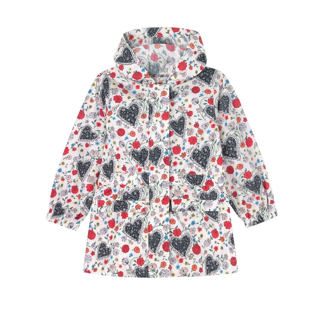 Floral Heart Frill Foldaway Raincoat