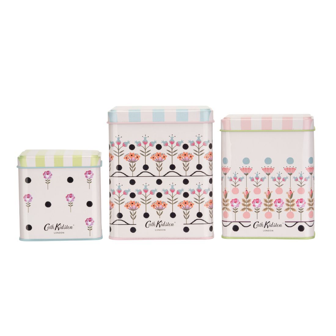 Ditsy Fields Set of 3 Stacking Storage Tins