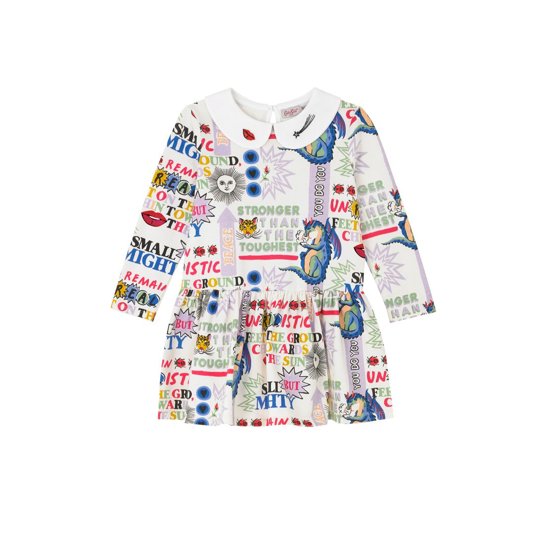 Peace Dragon Long Sleeve Collar Sweat Dress (1-10 Years)