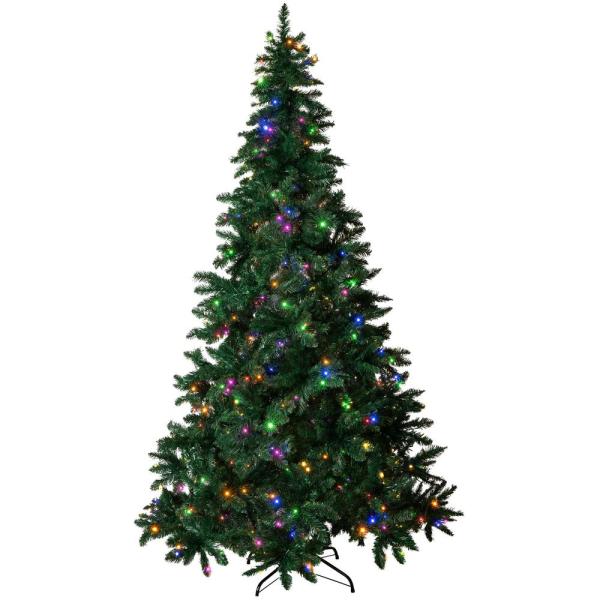 7.5 ft. Pre-Lit LED Spruce Artificial Christmas Tree with 480 Multi-Color and Warm White Lights, 6 Functions