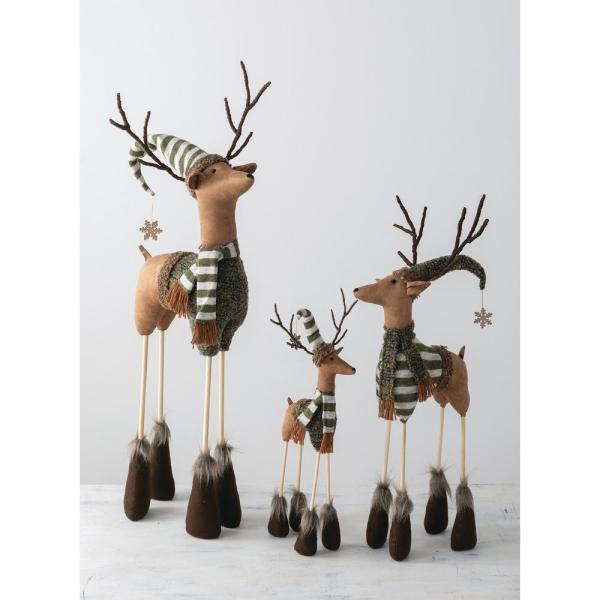 37 in. Multi-Color Polyester Holiday Standing Deer (Set of 4)