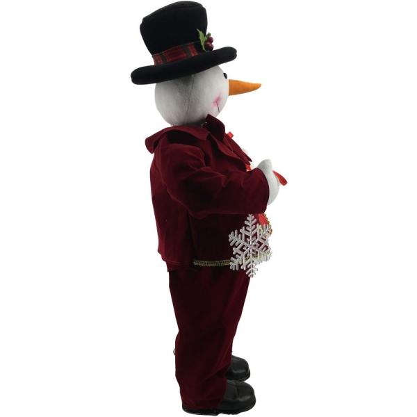 36 in. Christmas Bike-Riding Snowman with Beads and Music