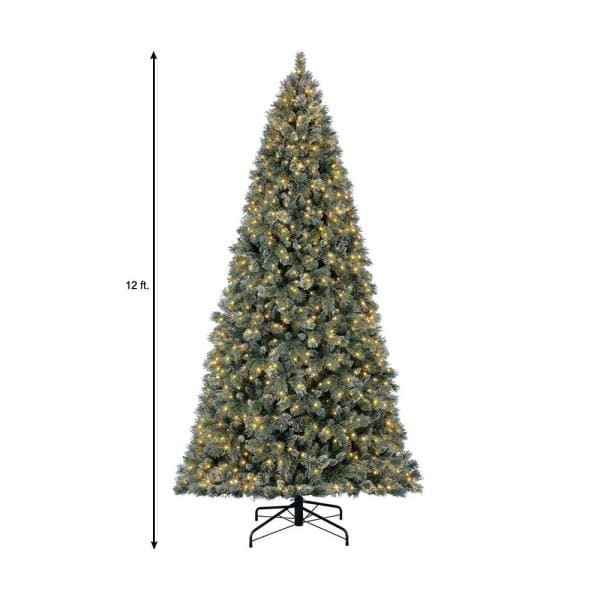 12 ft Sparkling Amelia Pine Pre-Lit Artificial Christmas Tree with 1300 Warm White Micro Fairy Lights