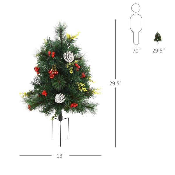 2 ft. Pre-Lit Small Pine Artificial Christmas Tree with 24 Warm White Lights, (Set of 2)
