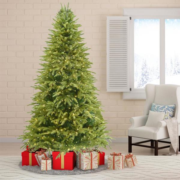 6 ft. Pre-Lit Hinged Artificial Christmas Tree with 400 UL LED Lights and Foldable Stand, 800 Tips