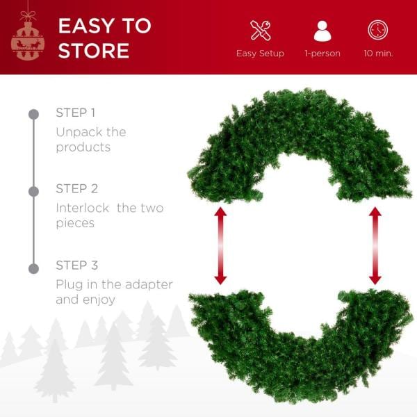 48 in. Pre-Lit LED Spruce Artificial Christmas Wreath with 200-Lights