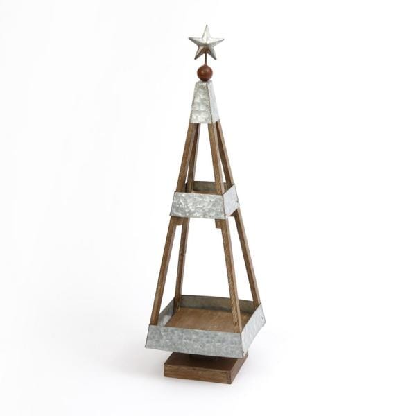 31 in. H Wood and Galvanized Metal Holiday Tree