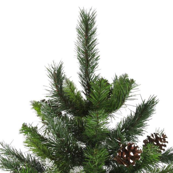 6.5 ft. Unlit Snowy Delta Pine with Pine Cones Artificial Christmas Tree