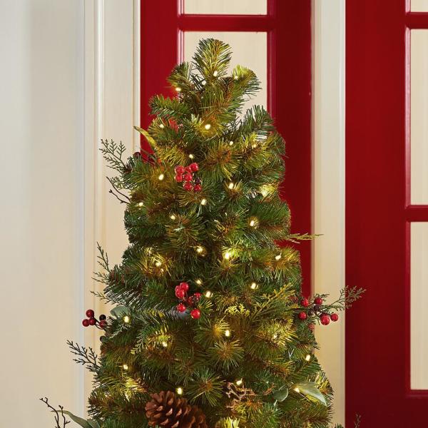 5 ft. Pre-Lit LED Woodmoore Artificial Christmas Tree with 70 Warm White Lights (2-Pack)