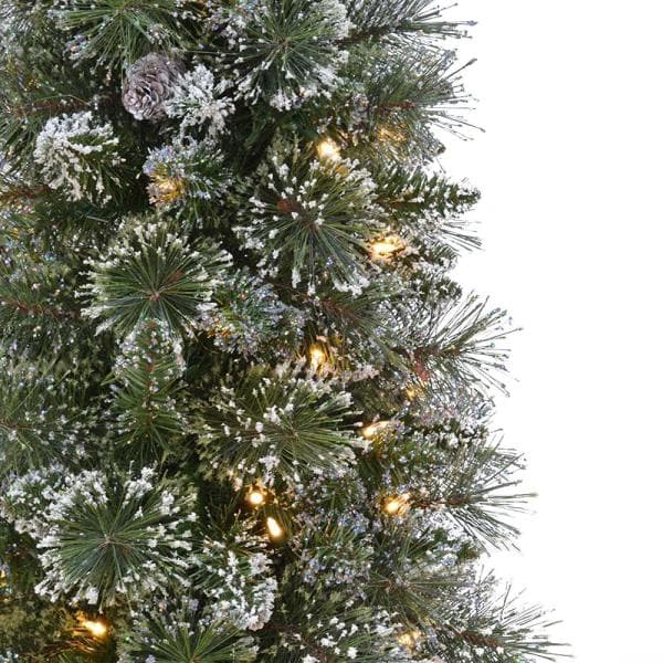6.5 ft Sparkling Amelia Pine Potted Pre-Lit Artificial Christmas Tree with 200 White Mini Lights