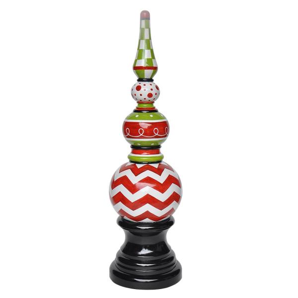42.25 in. H. Chevron Christmas Topiary with Pedestal Base in Cast Stone Fiberglass