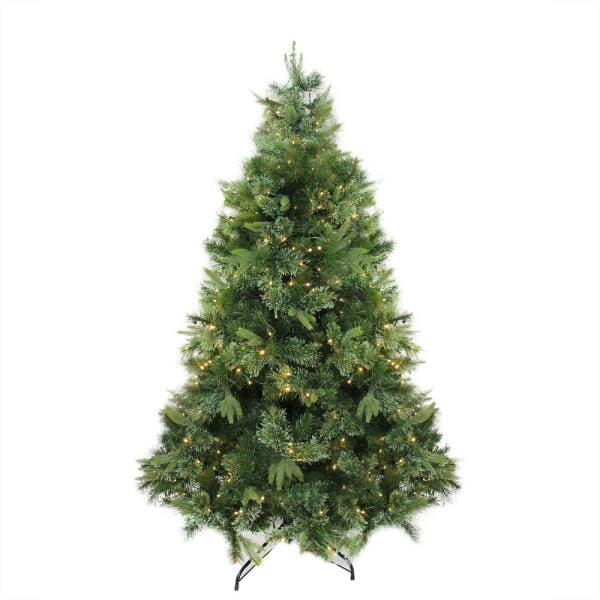 7.5 ft. x 55 in. Pre-Lit Cashmere Mixed Pine Artificial Christmas Tree Warm White LED Lights