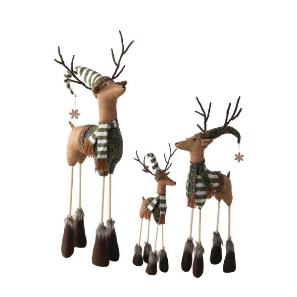 37 in. Multi-Color Polyester Holiday Standing Deer (Set of 4)